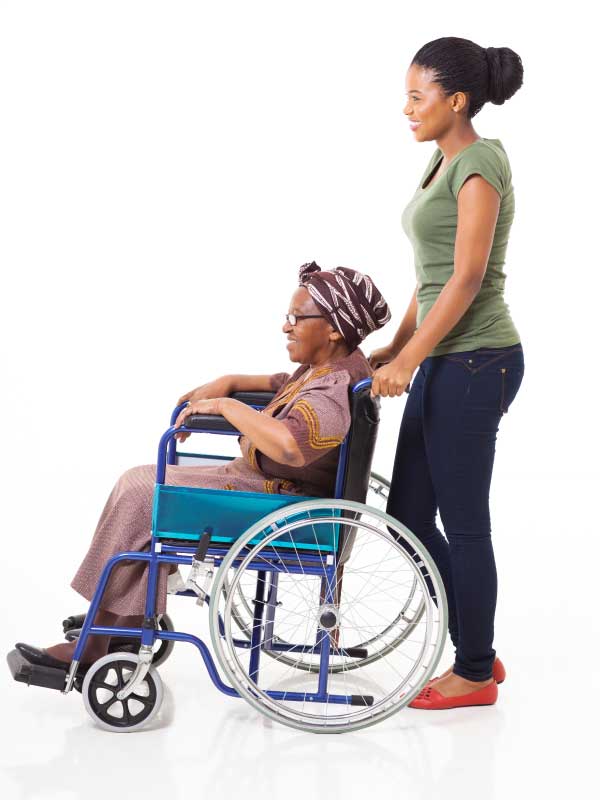 Worker and Lady in wheelchair